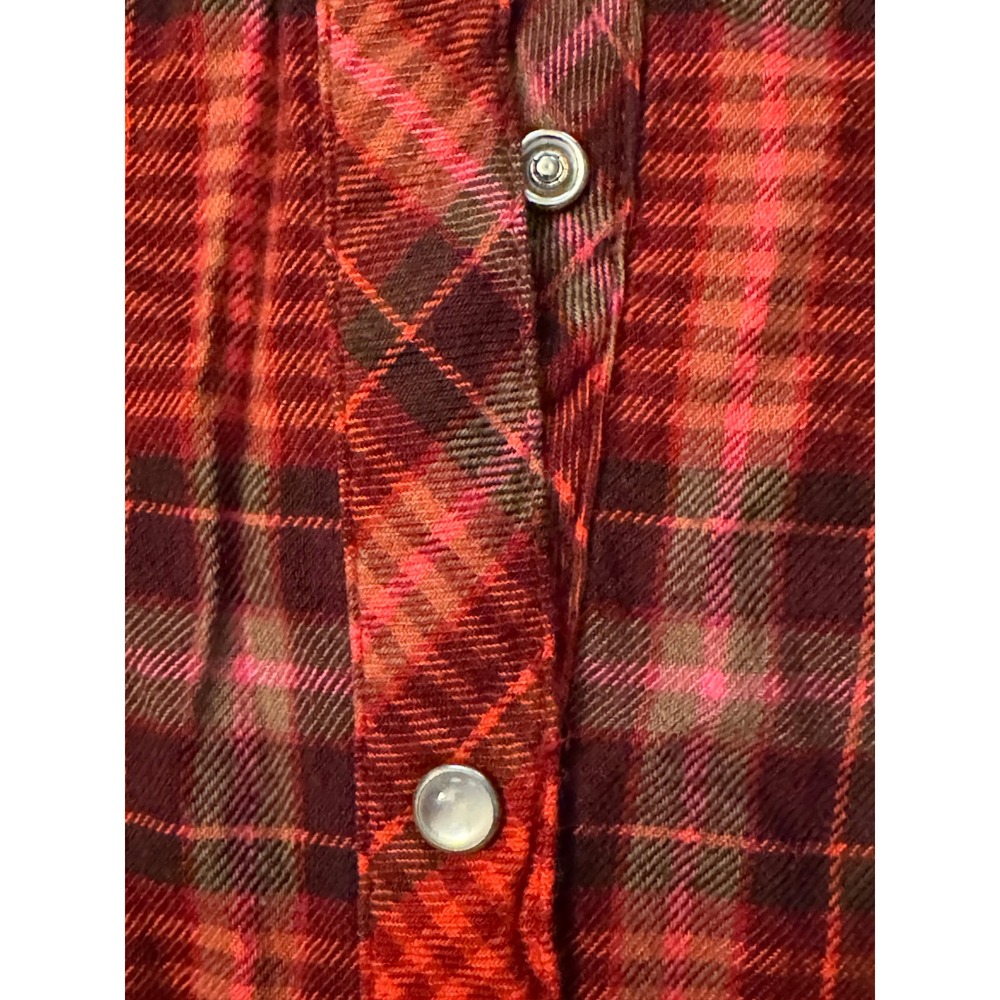 Johnny Was Workshop Red Plaid Embroidered Velvet Yoke Western Snap Shirt Medium - Picture 7 of 7
